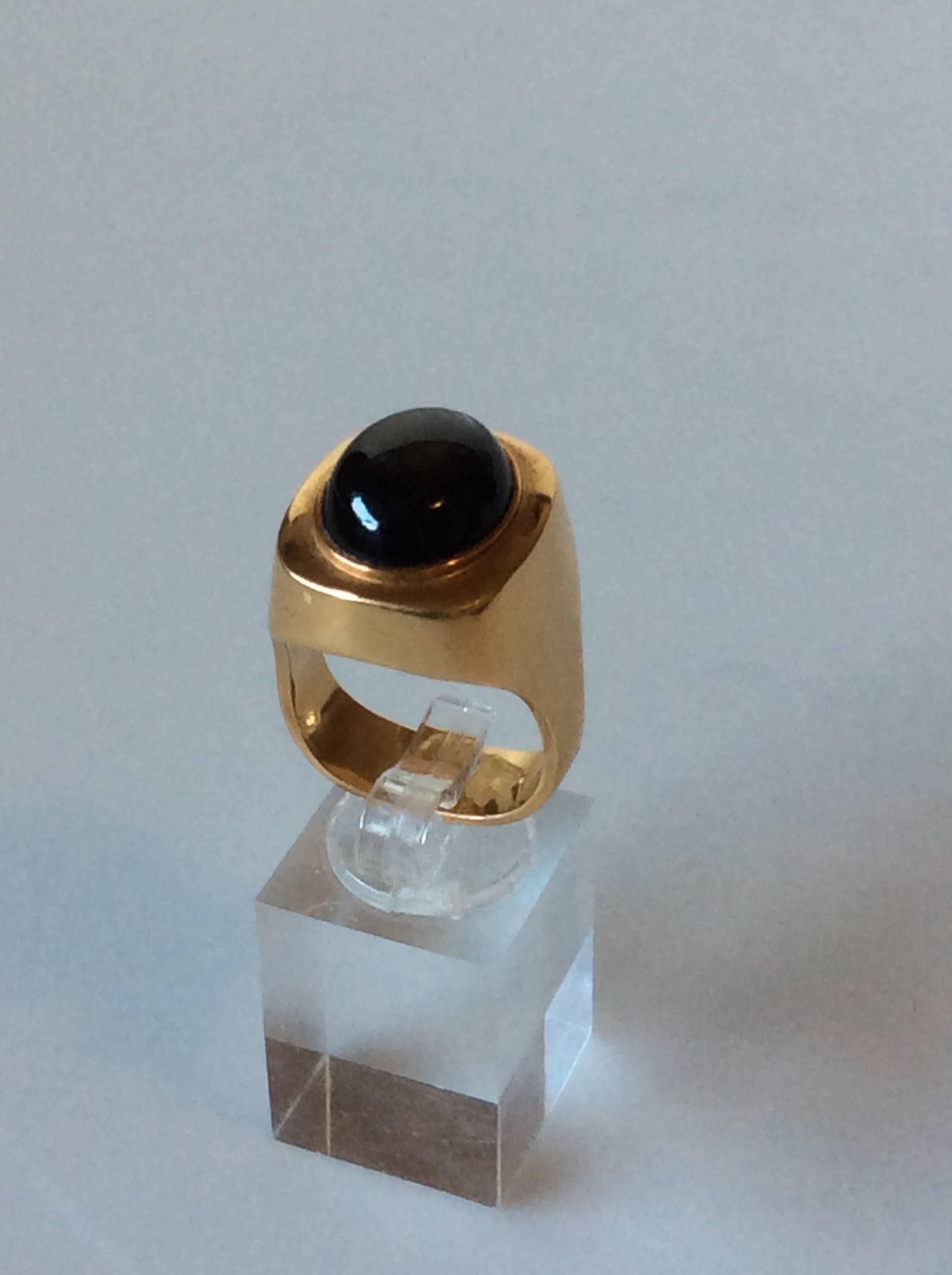 Modern Georg Jensen 18 Karat Gold Ring with Cabochon Star Sapphire