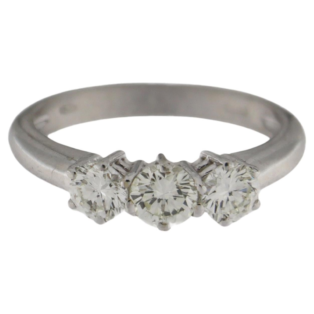 Handcraft Trilogy Diamond 18 Karat White Gold Engagement Ring