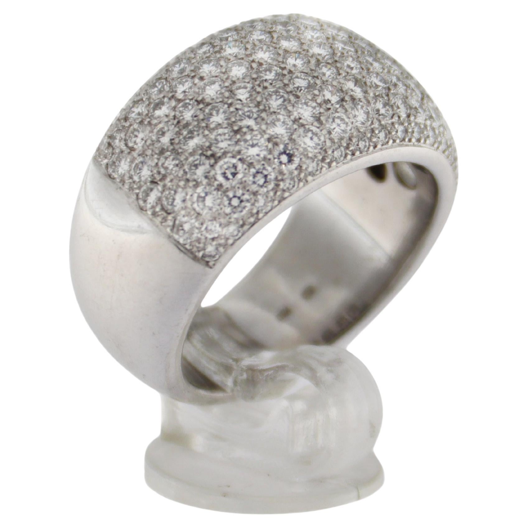 White Gold Stack 18 Carat Band Ring Diamonds For Sale
