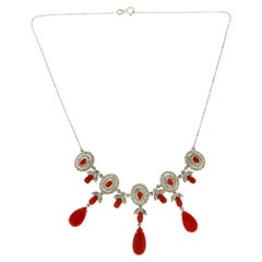 Coral Diamonds 18 Karat White Gold Choker Necklace