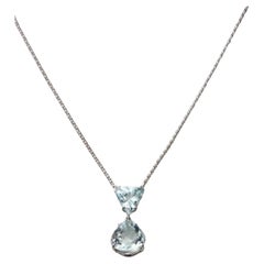 Collana con goccia in oro bianco 18 Kt con acquamarina brasiliana