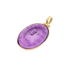 Vintage 14K Yellow Gold Amethyst Pendant