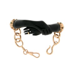 Ebony Hands 14 Karat Yellow Gold Diamonds Cuff Bracelet