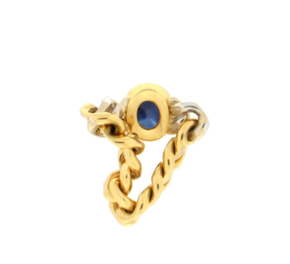 Pomellato 18 Karat Yellow and White Gold Diamonds Sapphire Band Ring In New Condition In Marcianise, IT