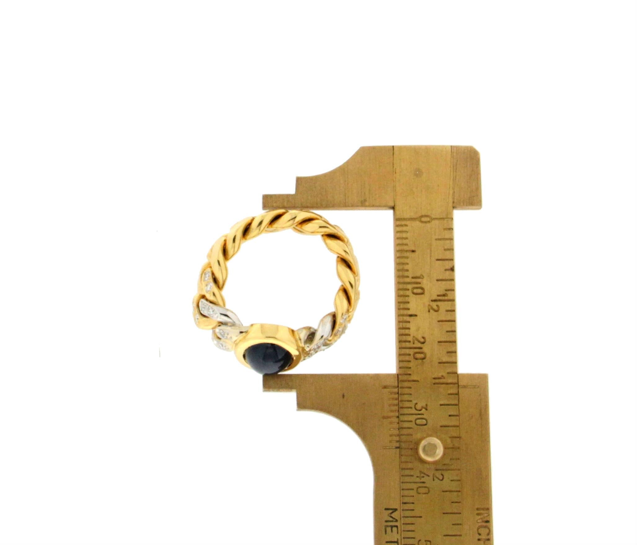 Women's or Men's Pomellato 18 Karat Yellow and White Gold Diamonds Sapphire Band Ring