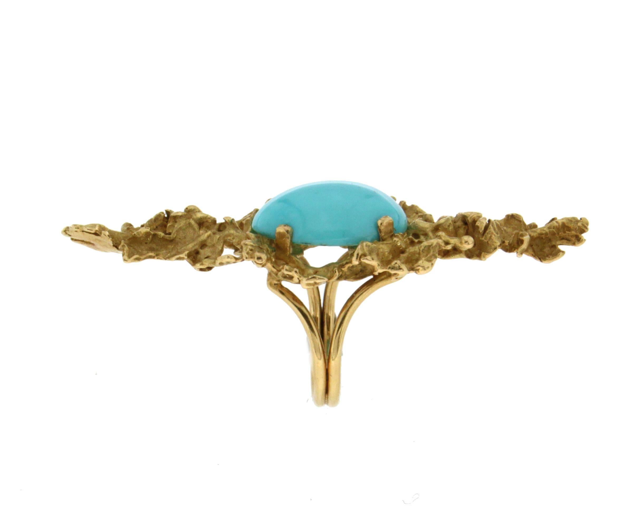 Turquoise 18 Karat Yellow Gold Ring 3