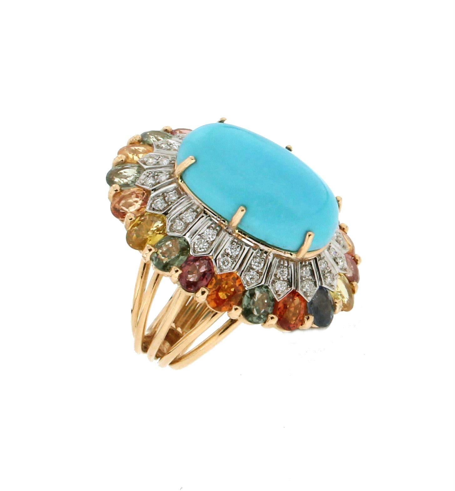 Turquoise,18 karat White and Yellow Gold,Diamonds,Sapphires,Cocktail Ring

Ring Weight 20.90 gr
Diamonds 0.52 kt
Sapphires 10.40 kt
Turquoise 3 gr
Ring Size 8 us
Diameter 1,83 cm 0,72 inch
