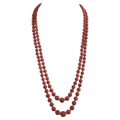 Sardinia Coral 14 Karat Yellow Gold Multi-Strands Necklace