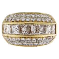 Handcraft Princess Cut Diamonds 18 Karat Yellow Gold Band Ring