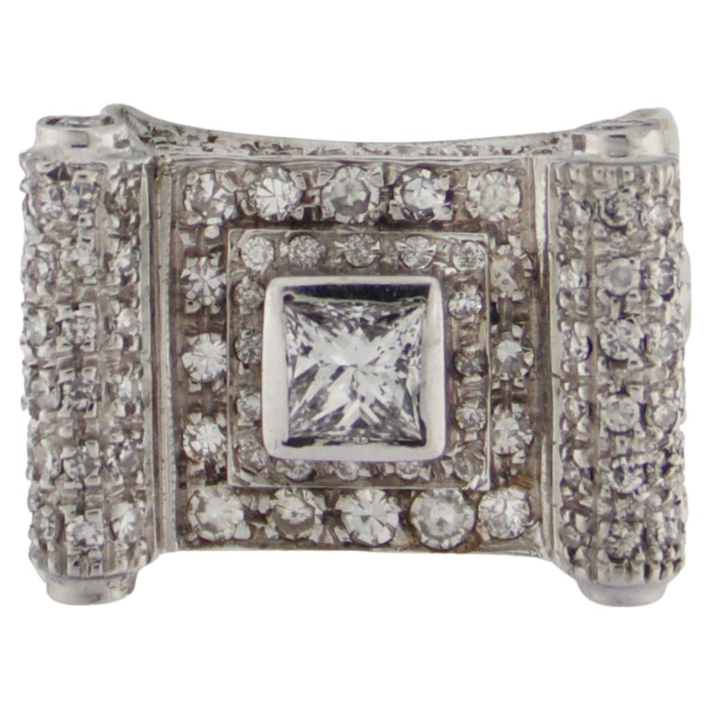 Handcraft 18 Karat White Gold Diamonds Cocktail Ring For Sale