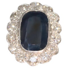 Handcraft Sapphire 18 Karat White Gold Diamonds Cocktail Ring