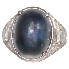 Handcraft Sapphire 18 Karat White Gold Diamonds Cocktail Ring