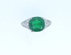 Tiffany & Co. 3.18 Carat Colombian Emerald and Diamond Platinum Art Deco Ring