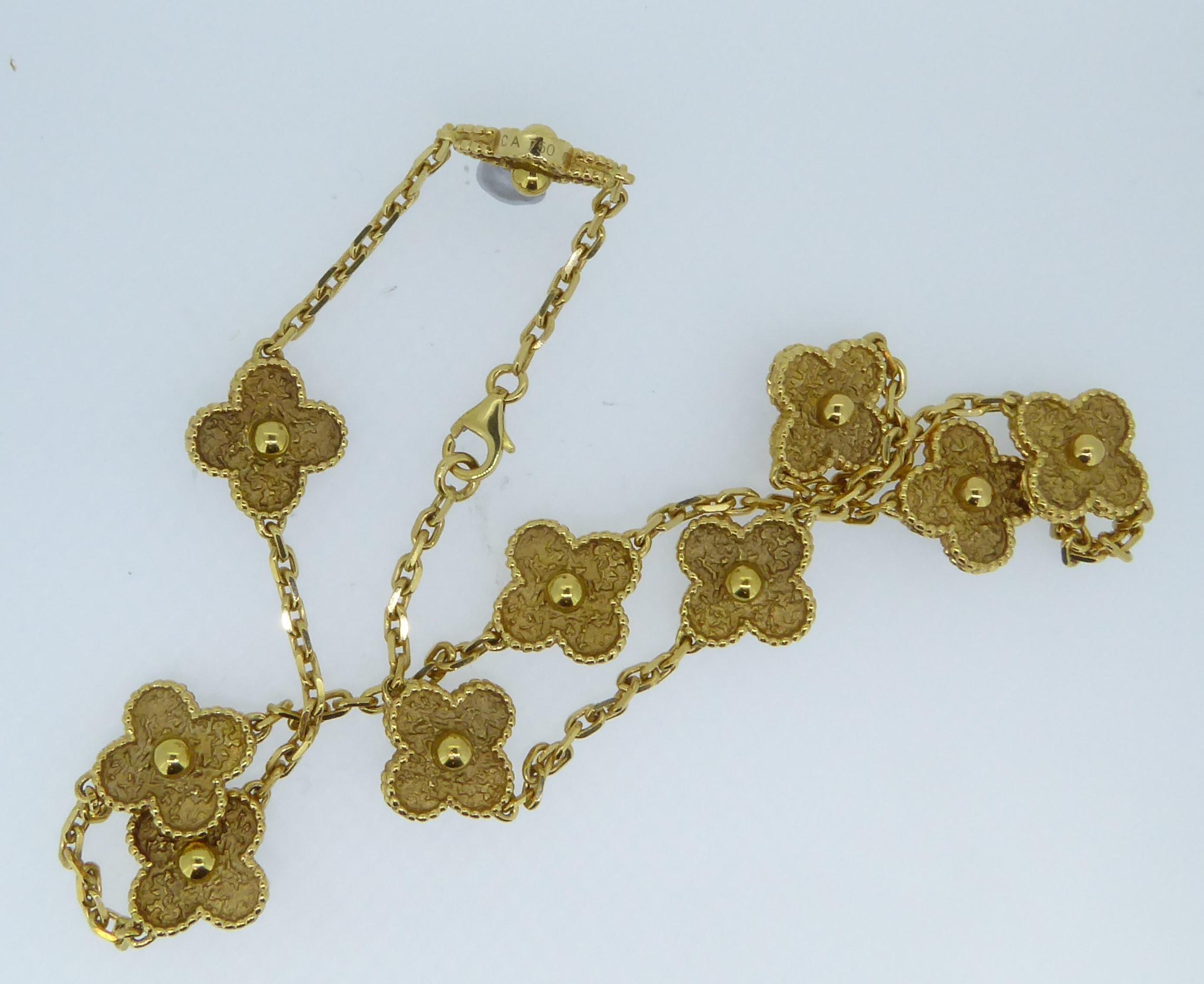 Women's Van Cleef & Arpels 10 Motif Alhambra Rose Gold Chain Necklace