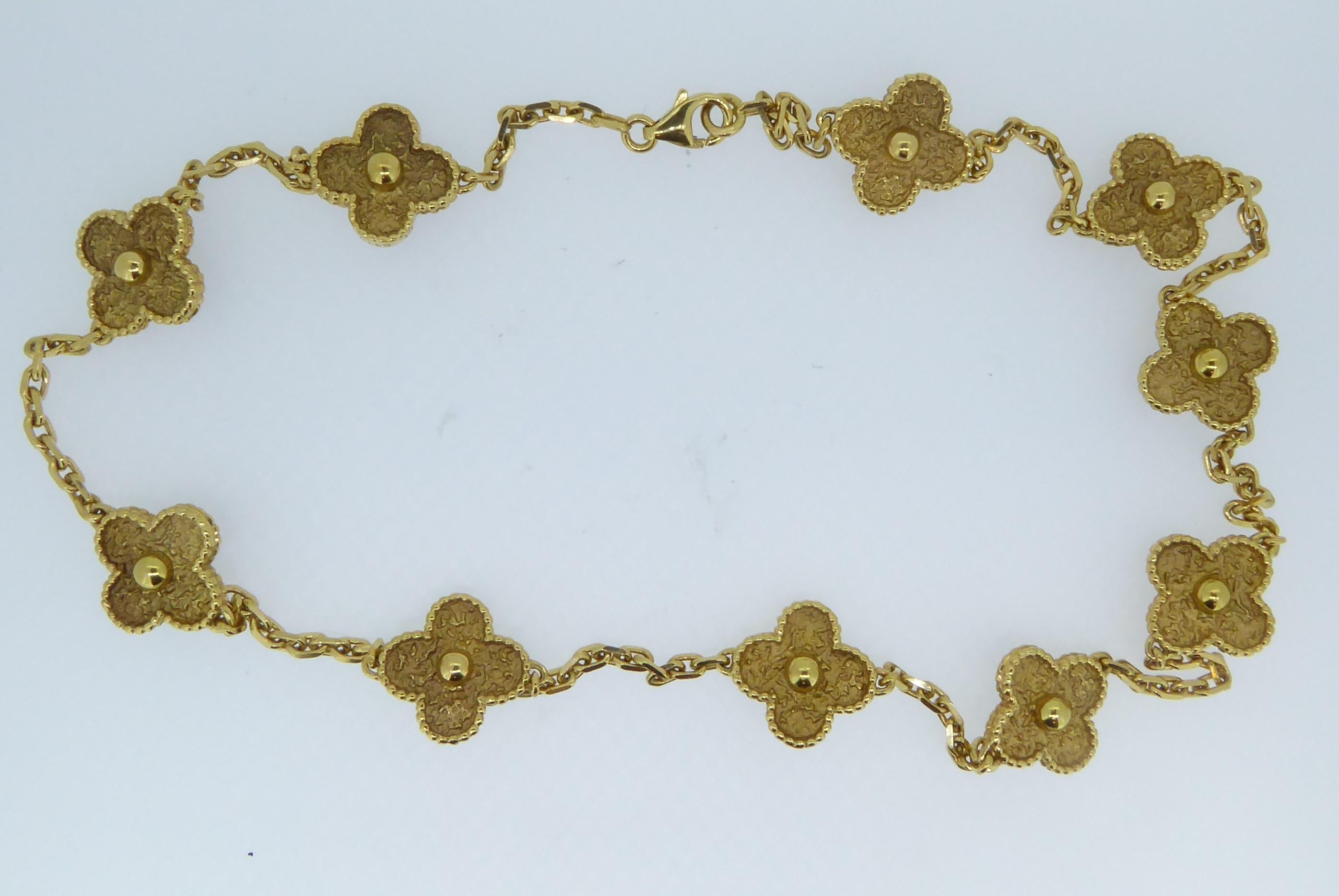 Van Cleef & Arpels 10 Motif Alhambra Rose Gold Chain Necklace 1