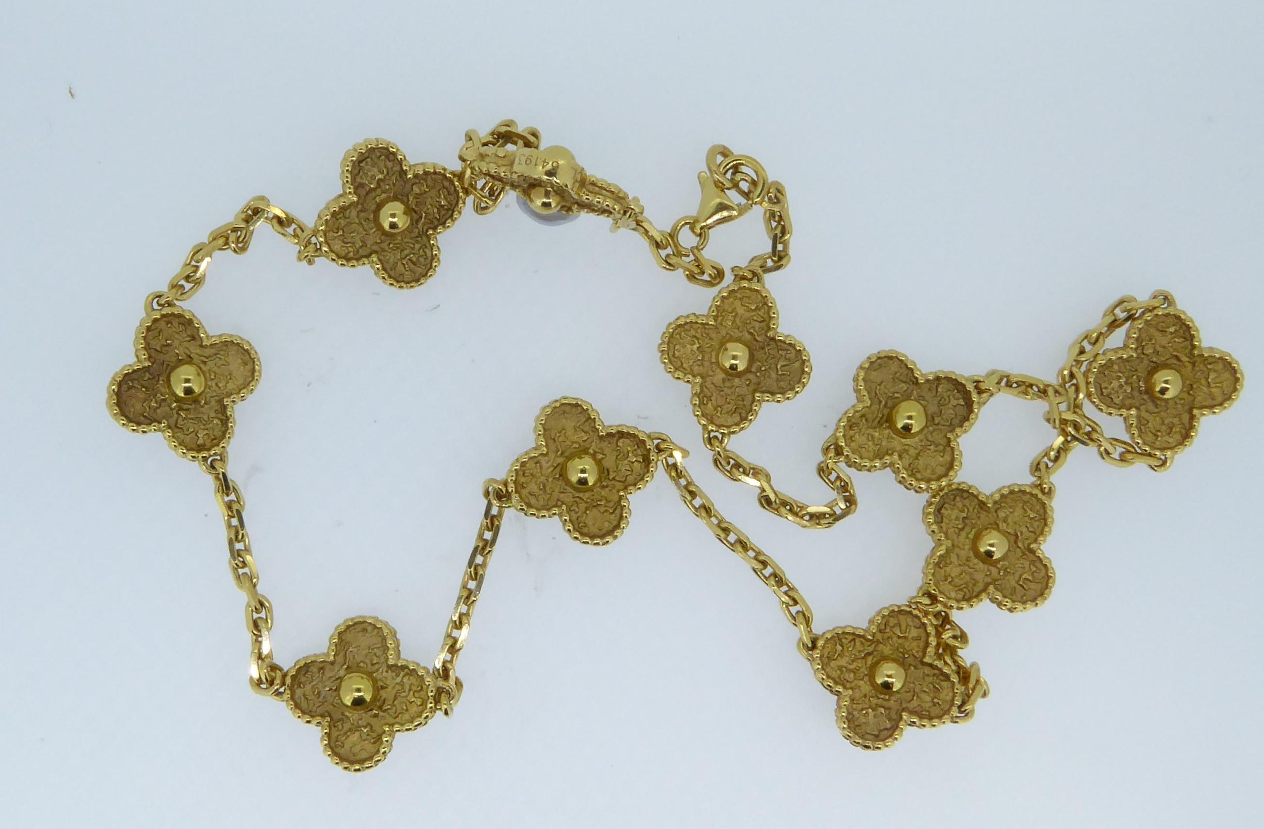 Van Cleef & Arpels 10 Motif Alhambra Rose Gold Chain Necklace 2