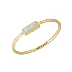 Sweet Pea 18k Yellow Gold and Diamond Baguette Engagement Ring