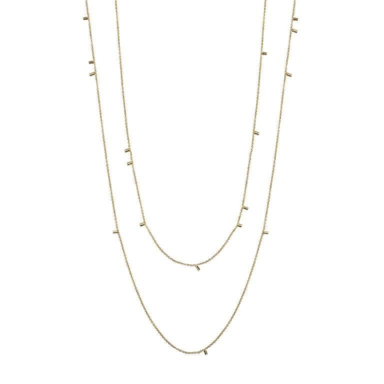 Sweet Pea 18k Yellow Gold Fine Long Chain Necklace For Sale at 1stDibs