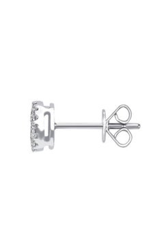0.50 Carat Pave Set Cluster Round White Diamond 18K White Gold Stud Earrings