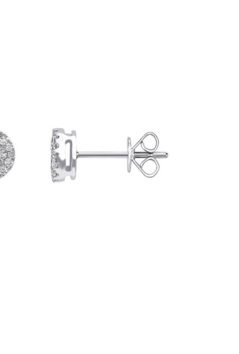 Modern 0.33 Carat Pave Set Cluster Round White Diamond 18K White Gold Stud Earrings  For Sale