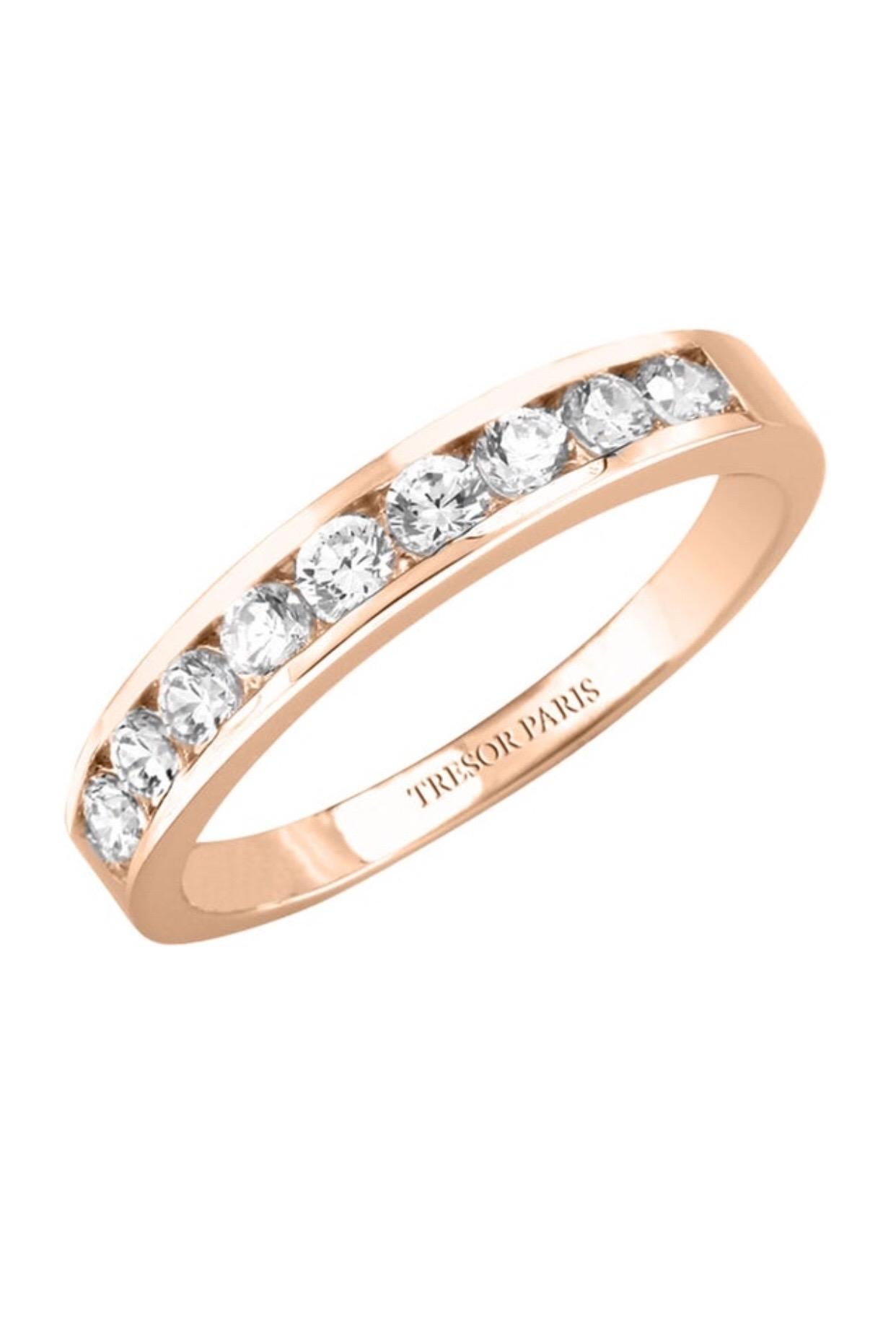 Modern 0.15 Carat Band Ring Round Diamond Channel Set Half Eternity 18 Karat Rose Gold For Sale