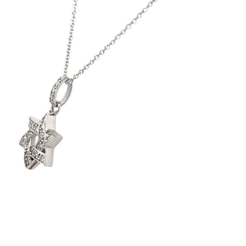 Diamond Star of David Round 0.12 Carat Pendant 18 Karat Gold Chain Necklace For Sale 4