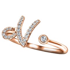 Alphabet Initial-N-Letter Personal Diamond 0.11 Carat 9Kt Rose Gold Ring