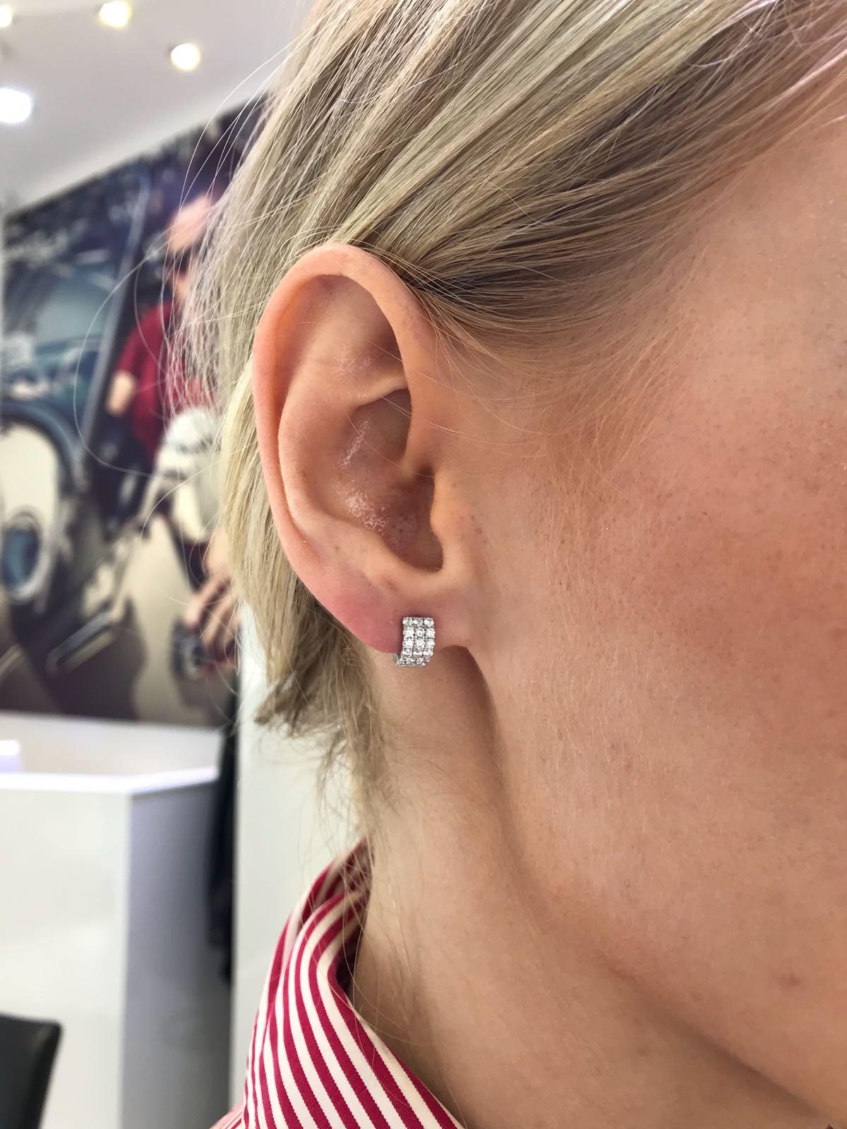 wide diamond huggie earrings
