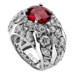 Monseo 
Arbre
 4.35 Carat Rubellite and Diamond White Gold Ring