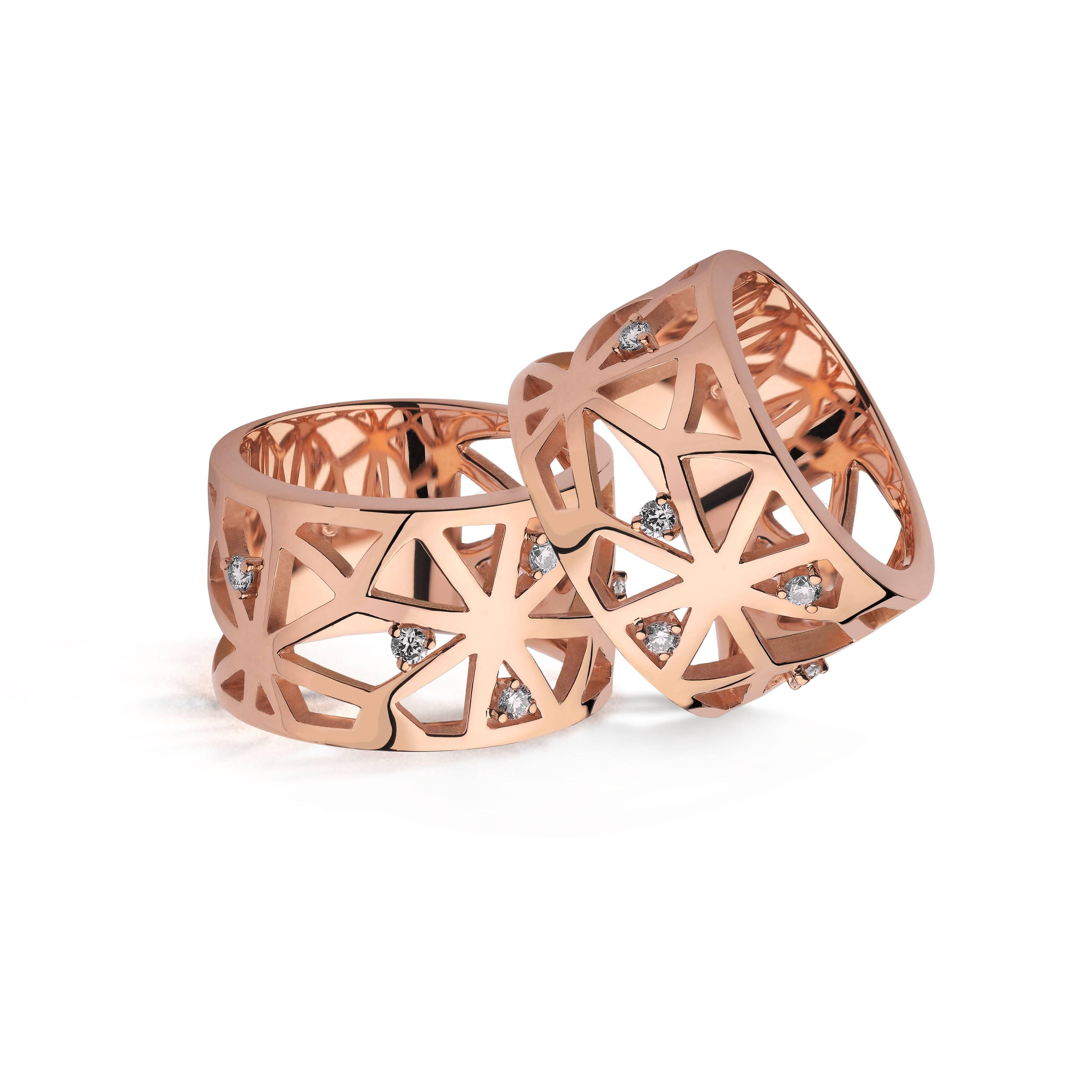 Round Cut Monseo Rose Gold and Diamonds Band For Sale