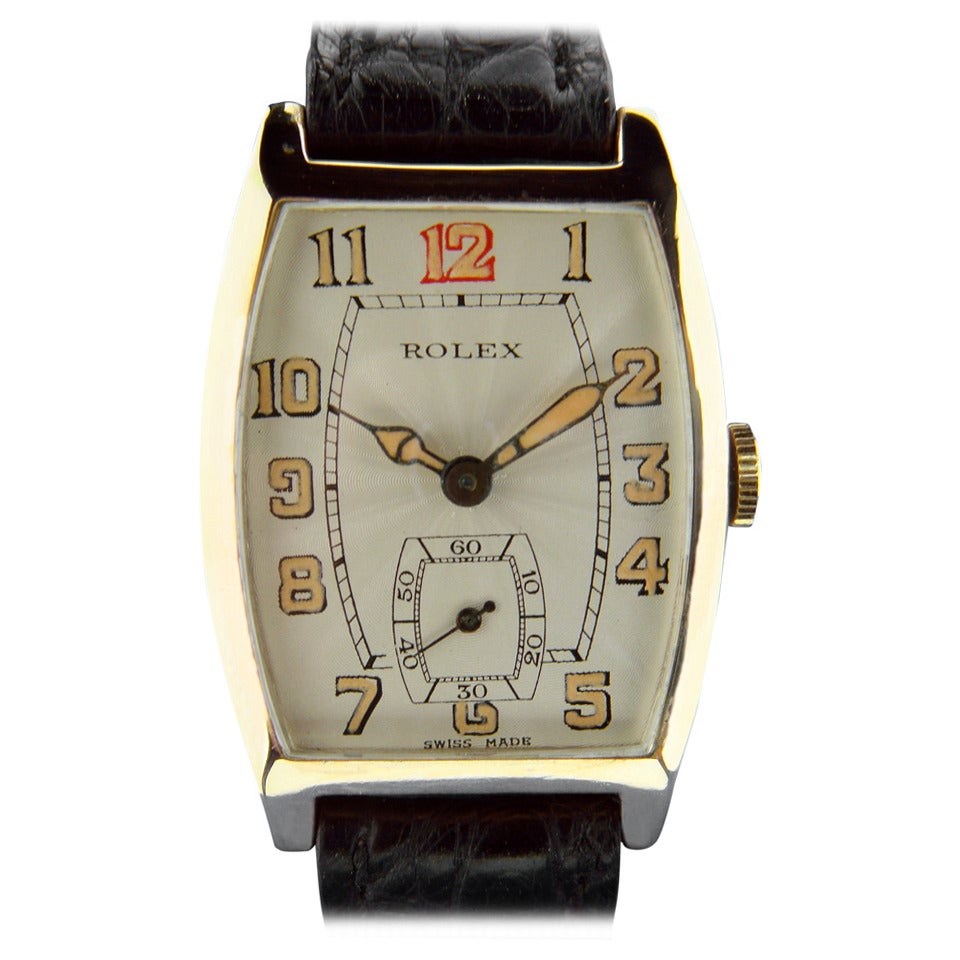 Rolex Yellow Gold Tonneau Wristwatch Ref 578 circa 1930