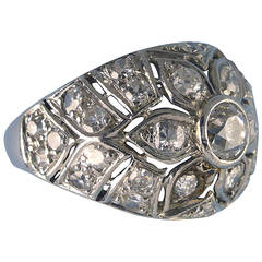 Diamond White Gold Bombe Ring circa 1950 11