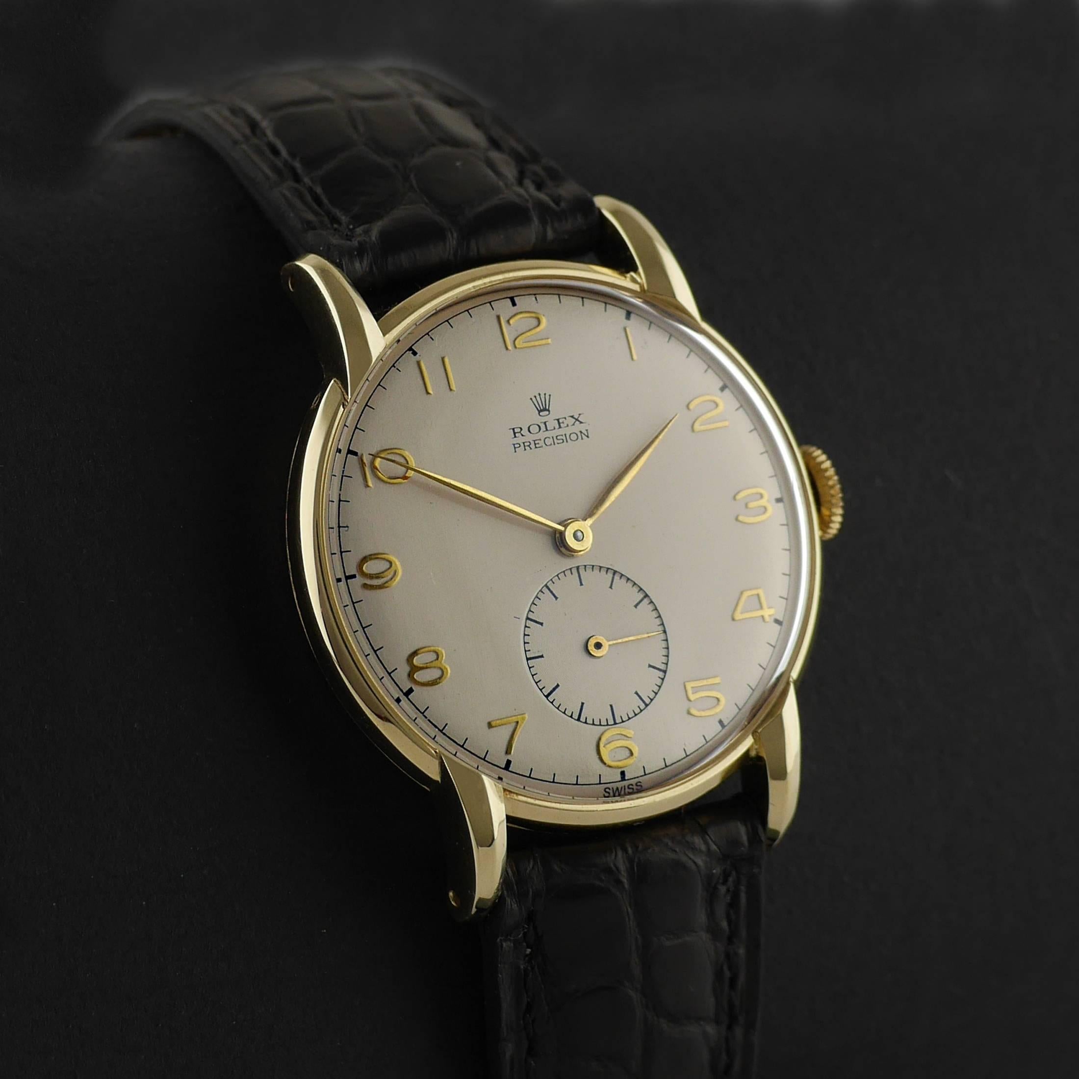 Rolex Precision:: 14 Karat Gold:: um 1945. für Damen oder Herren