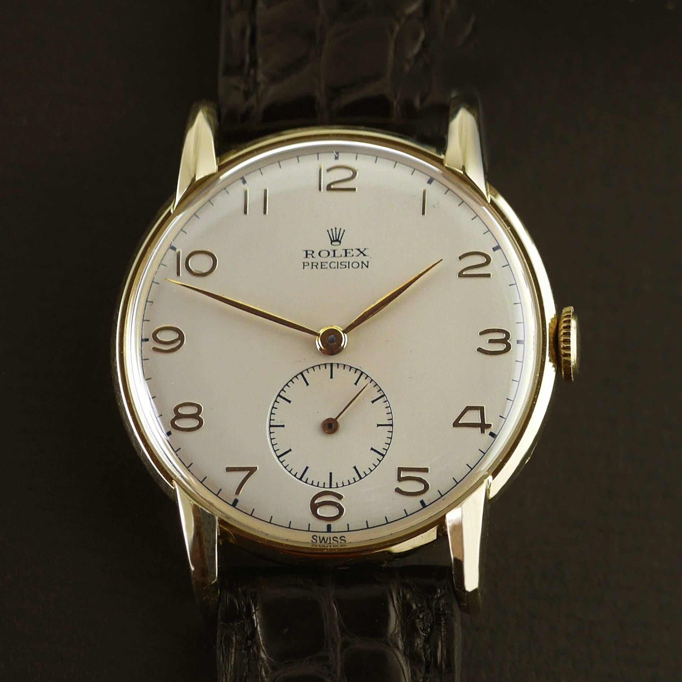 Rolex Precision:: 14 Karat Gold:: um 1945. im Zustand „Hervorragend“ in London, GB
