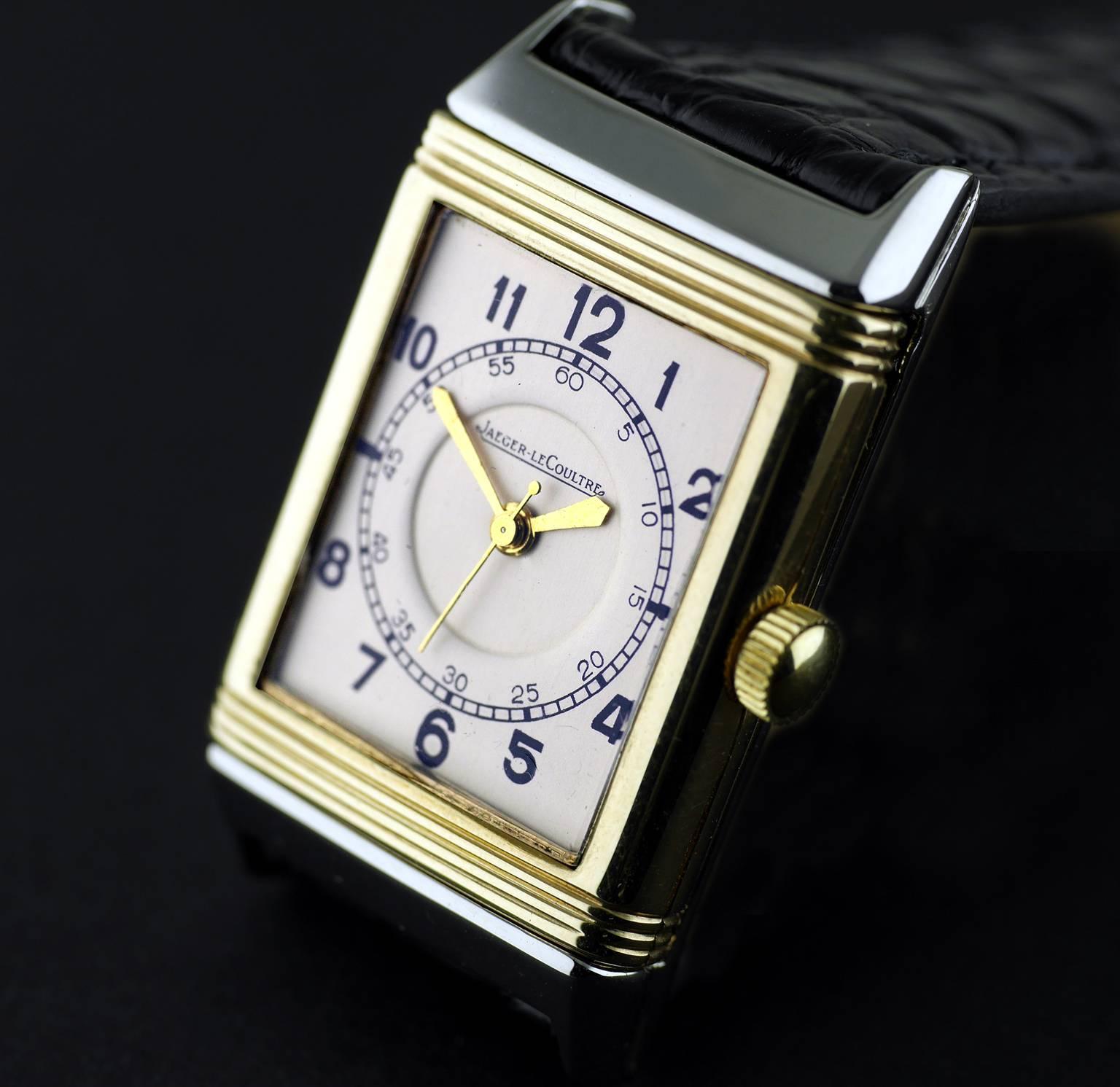 Women's or Men's Jaeger Le Coultre Yellow Gold Stainless Steel Reverso Original dated 1937