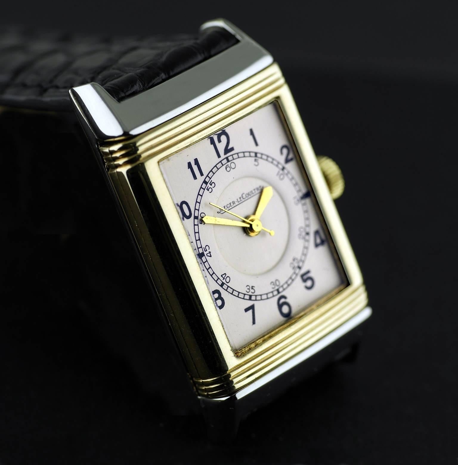 Jaeger Le Coultre Yellow Gold Stainless Steel Reverso Original dated 1937 In Excellent Condition In London, GB