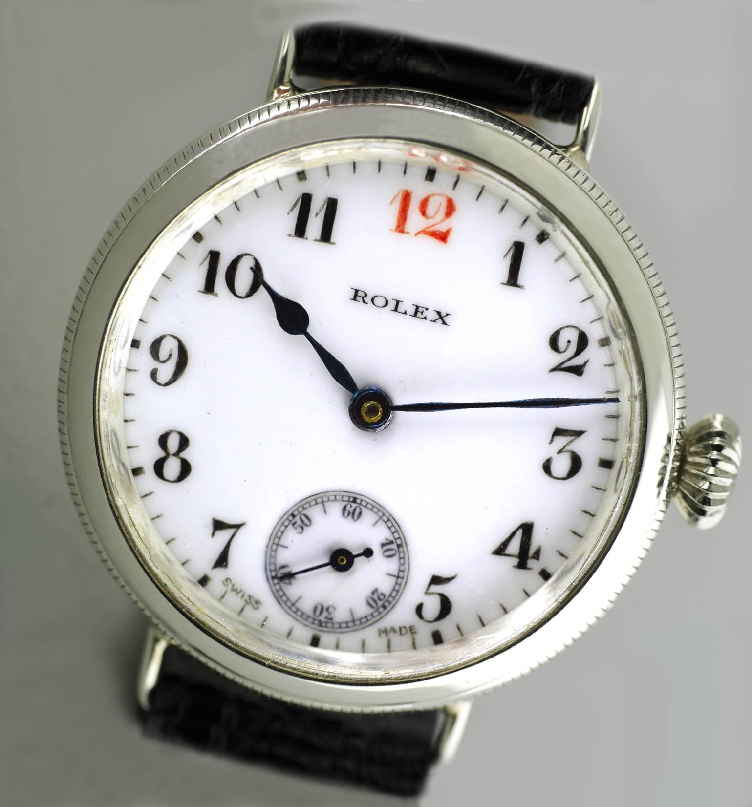 Rolex Sterling Silver Officers Trench Wristwatch, 1917 3