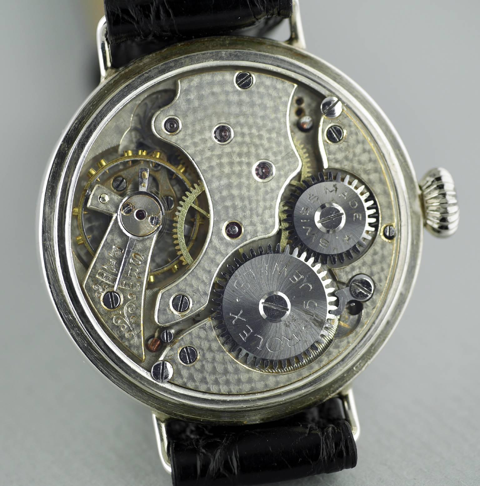 Rolex Sterling Silver Officers Trench Wristwatch, 1917 2