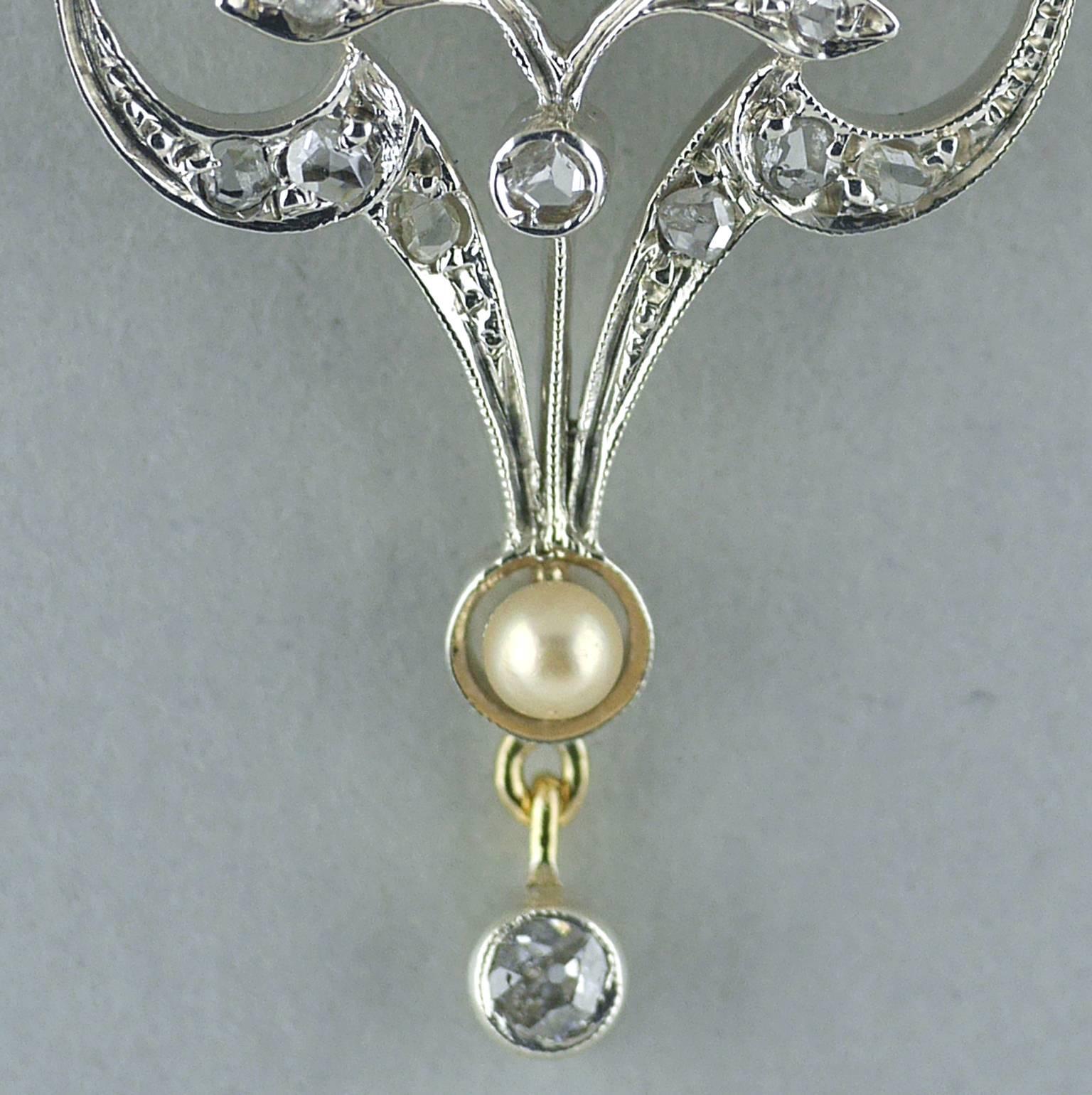 18 Carat Diamond, Ruby, Pearl, Belle Époque Pendant, circa 1910 2
