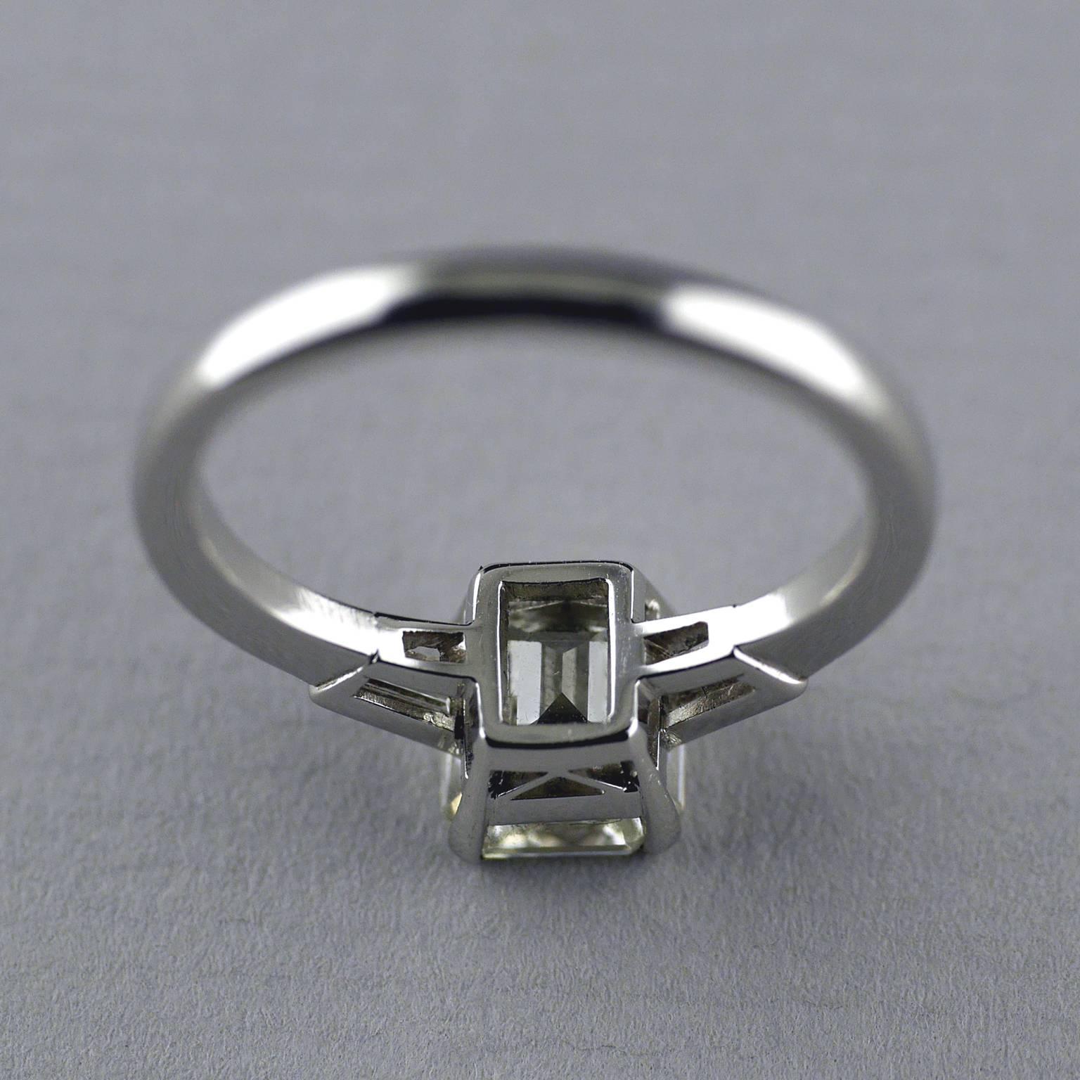 1.61 Carat Certified Platinum Art Deco Diamond Ring, circa 1930 1