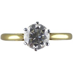 1.15 Carat Certified Round Brilliant Diamond Solitaire Ring, circa 1930