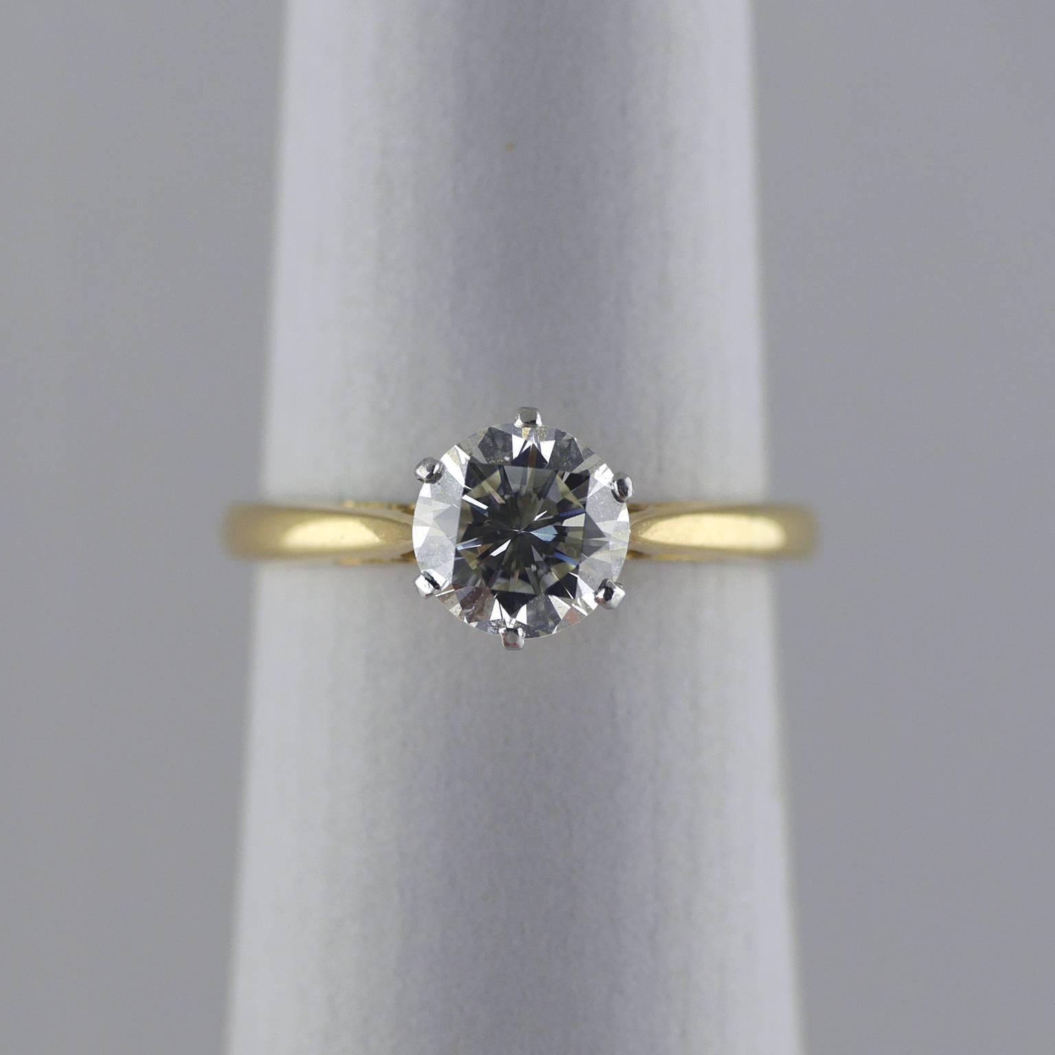 Art Deco 1.15 Carat Certified Round Brilliant Diamond Solitaire Ring, circa 1930