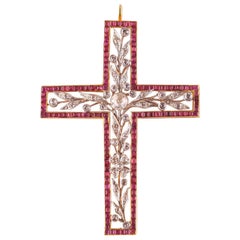 Victorian Ruby Diamond Cross, circa 1850