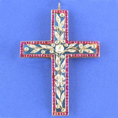 Victorian Ruby Diamond Cross, circa 1850