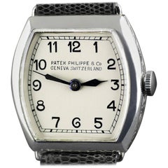 Patek Philippe Platinum Art Deco Tonneau Shaped Manual Wristwatch, 1938
