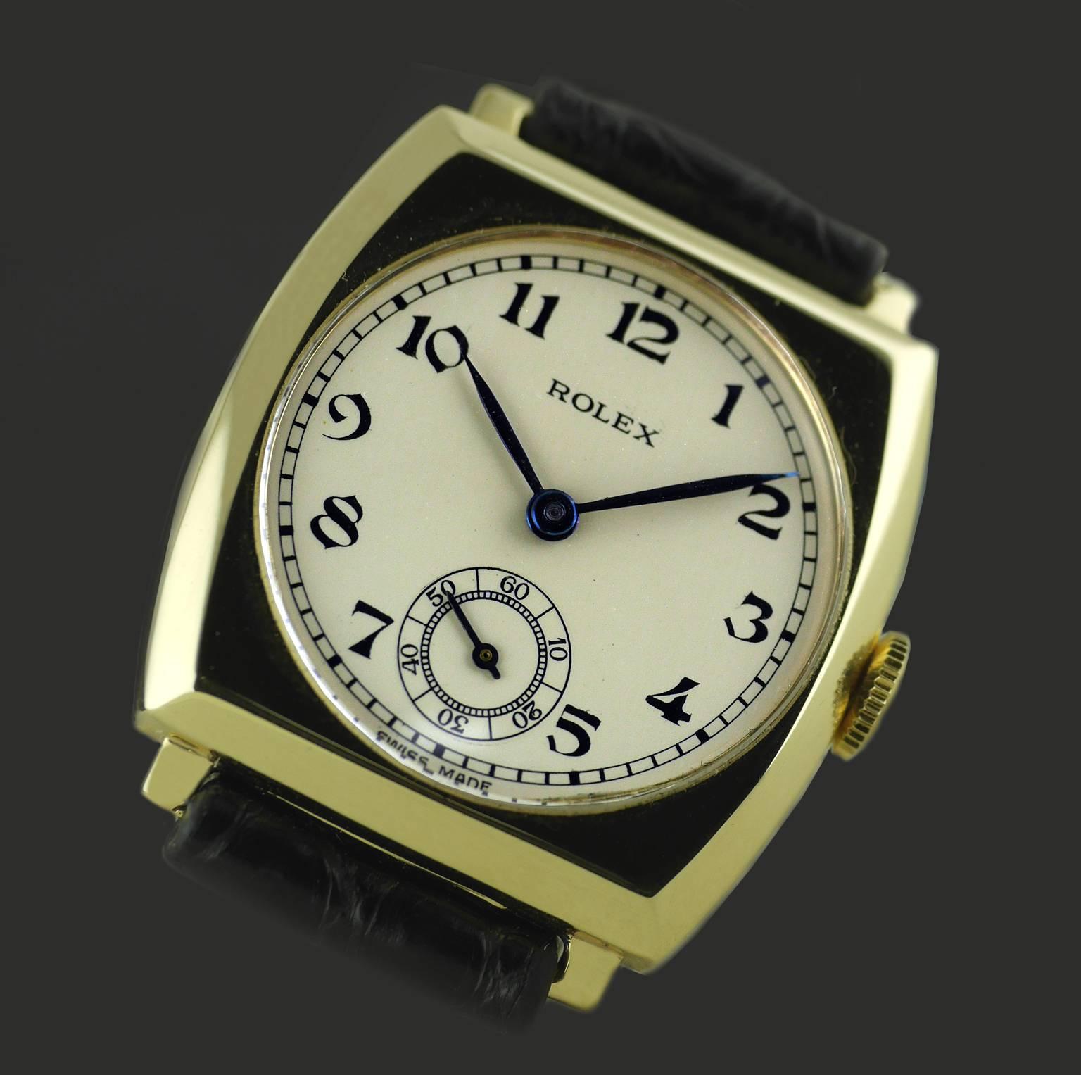 Rolex Yellow Gold Art Deco Tonneau Wristwatch, 1937 2