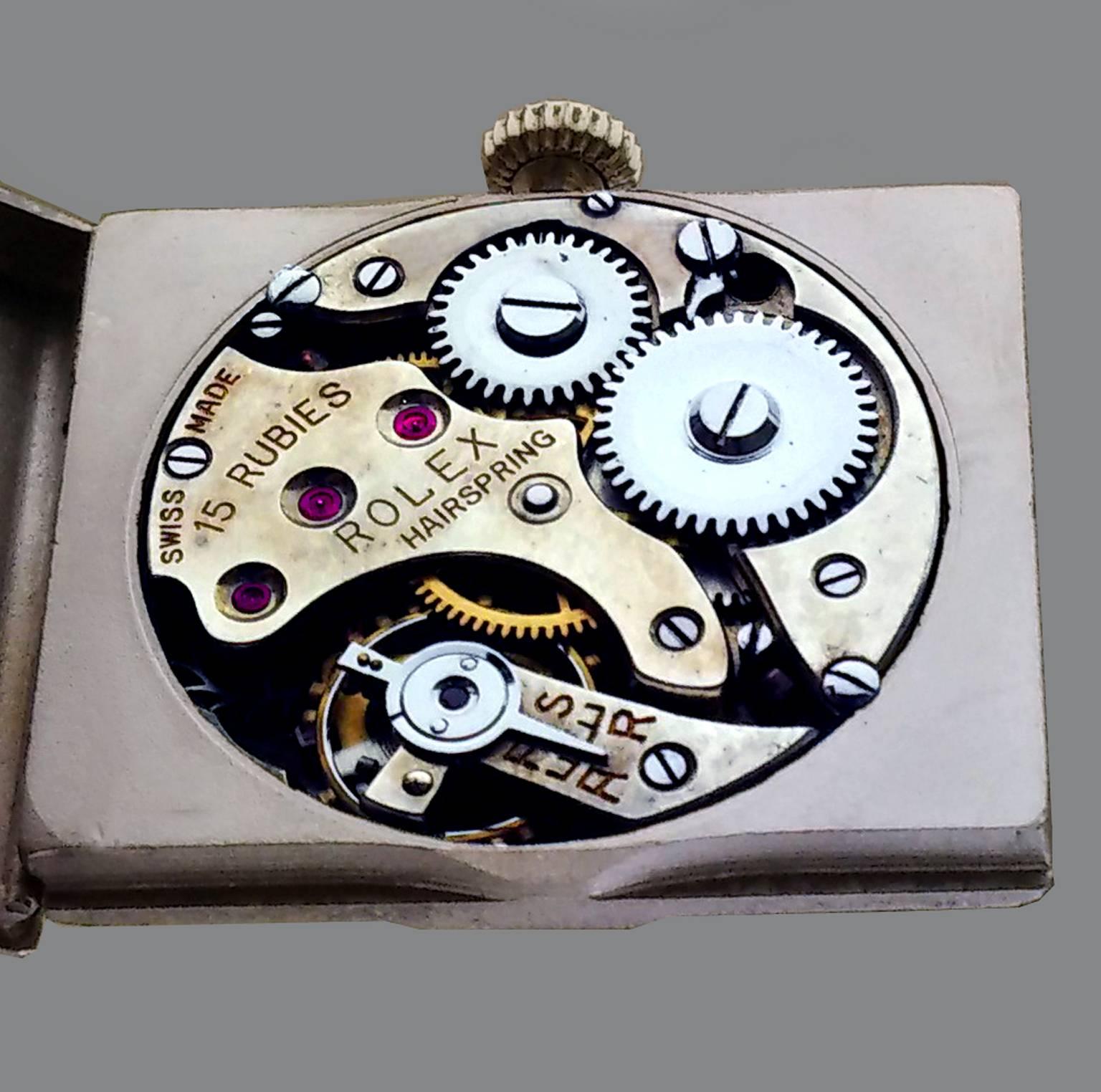 Women's or Men's Rolex Sterling Silver Art Deco Wristwatch, 1930