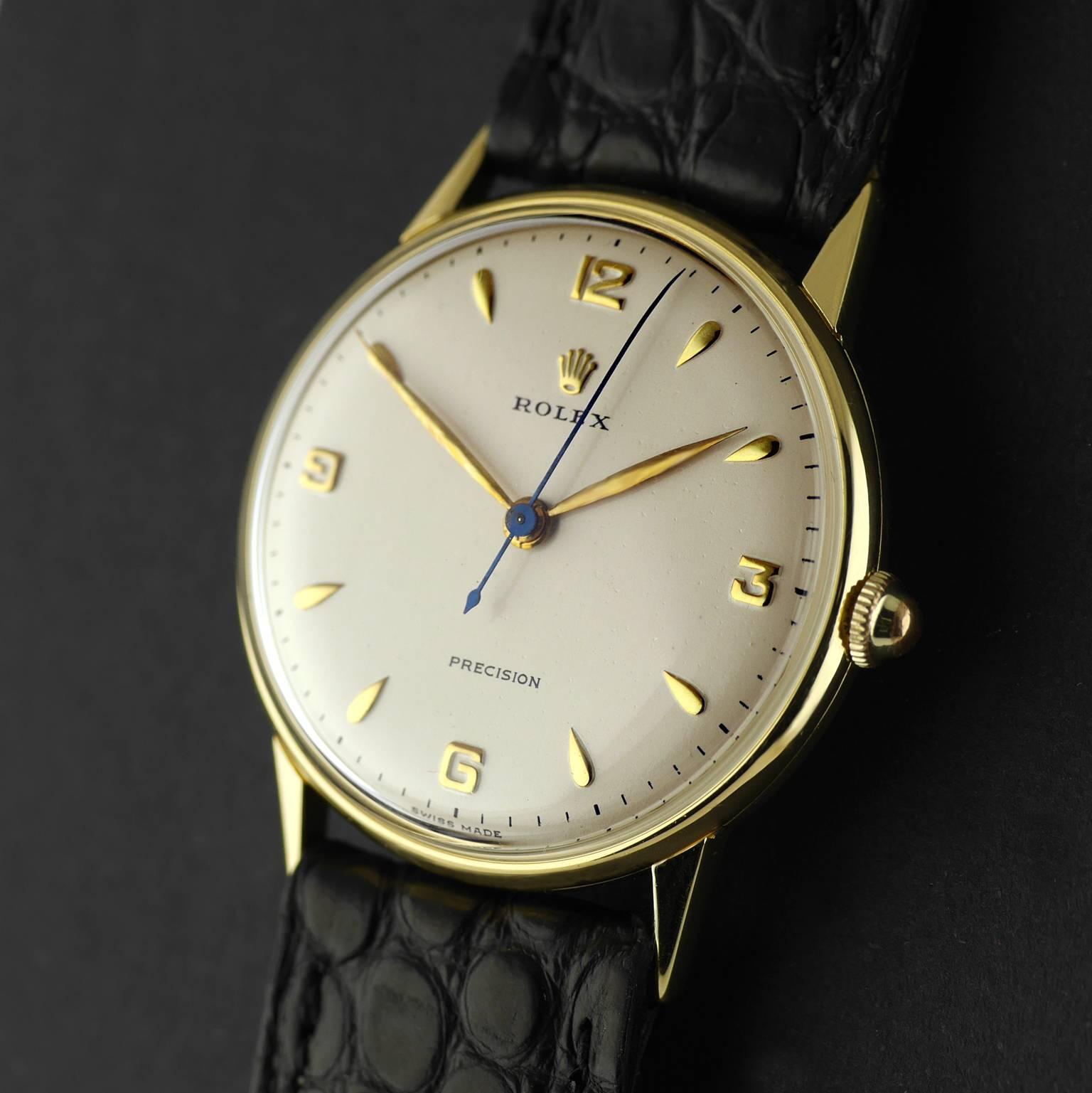 Rolex Yellow Gold Precision Wristwatch, circa 1958 In Excellent Condition In London, GB