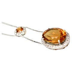 Huge Maderia Mixed Cut Citrine 20 Plus Carat Diamond Surround