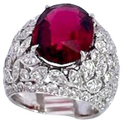 Large Tourmaline Diamond Ring 18K